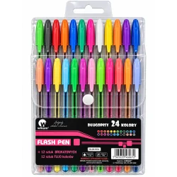DŁUGOPISY FLASH PEN 24 KOLORY 12 BROKATOWYCH + 12 FLUO WIKAM