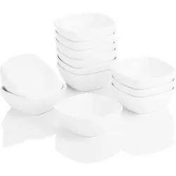 MISECZKI RAMEKINY PORCELANOWE 12 SZT 170 ML BIAŁE KWADRATOWE MALACASA