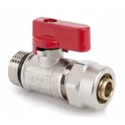 ZAWÓR KULOWY MINI INVENA PROV 1/2 X 16 PEX CZERWONY Z DŁAWIKIEM