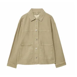 KURTKA JEANSOWA KHAKI ROZMIAR M STRADIVARIUS