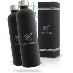 BUTELKA DO WODY GAZOWANEJ LUCKYMOOSE INFINITY 1,25L CZARNA 2 SZT.