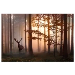 OBRAZ NA ŚCIANĘ NA PŁÓTNIE 150X50 CM JELEŃ W LESIE