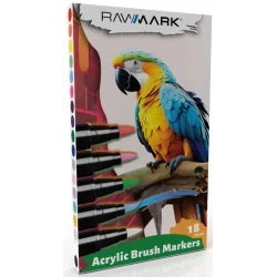 MARKERY AKRYLOWE RAWMARK 18 KOLORÓW RM-MB-18 KOŃCÓWKA PĘDZELKOWA