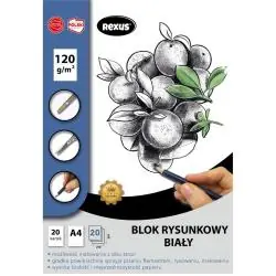 BLOK RYSUNKOWY BIAŁY PREMIUM A4 20 KARTEK