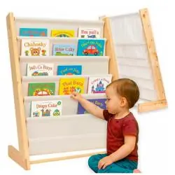 ORGANIZER NA KSIĄŻKI DLA DZIECI 6 PÓŁEK 76 CM DREWNO BAWEŁNA