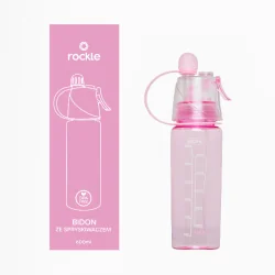 BIDON SPORTOWY ZE SŁOMKĄ I SPRYSKIWACZEM RÓŻOWY 600 ML ROCKLE
