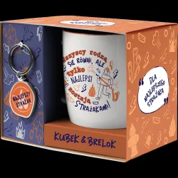 KUBEK DLA STRAŻAKA 330 ML + BRELOK Z DEDYKACJĄ ZESTAW PREZENTOWY