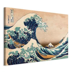 OBRAZ NA ŚCIANĘ NA PŁÓTNIE WIELKA FALA W KANAGAWIE HOKUSAI 120X80 CM