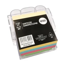 KARTECZKI SAMOPRZYLEPNE PAPERDOT 4 KOLORY 400 SZT 76X76 MM POJEMNIK