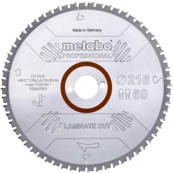 TARCZA PILARSKA METABO 216X30 60 ZĘBÓW FZ/TZ DO LAMINATU