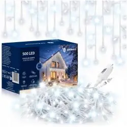 LAMPKI ZEWNĘTRZNE SOPLE SPRINGOS 500 LED 22,5 M FLASH ZIMNY BIAŁY IP44