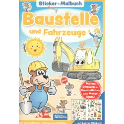 BAUSTELLE UND FAHRZEUGE STICKER MALBUCH
