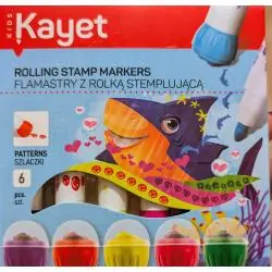 FLAMASTRY Z ROLKĄ STEMPLUJĄCĄ KAYET 6 SZTUK 3+
