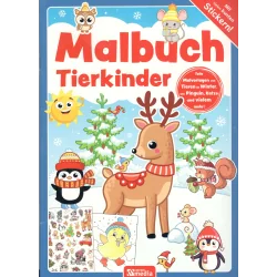 MALBUCH TIERKINDER. MIT VIELEN BUNTEN STICKERN!