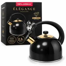 CZAJNIK TRADYCYJNY 2,3 L STAL NIERDZEWNA CZARNO-ZŁOTY FLORINA ELEGANCE