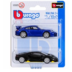 BBURAGO PORSCHE 911 TURBO + LAMBORGHINI CENTENARIO MINIATURY AUT 1:64 2 SZT.