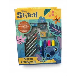 ZESTAW KREATYWNY STITCH STEMPELKI FLAMASTRY KREDKI KOLOROWANKI 3+