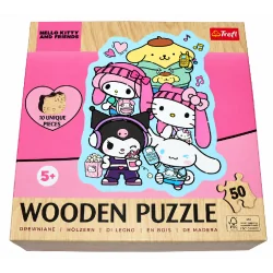 HELLO KITTY I PRZYJACIELE TREFL PUZZLE DREWNIANE 50 ELEMENTÓW TREFL 5+