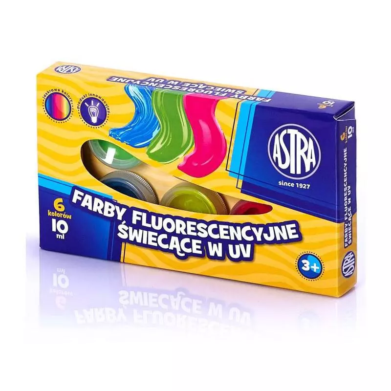 FARBY PLAKATOWE 6 KOLORÓW 10 ML FLUORESCENCYJNE 3+ - Astra