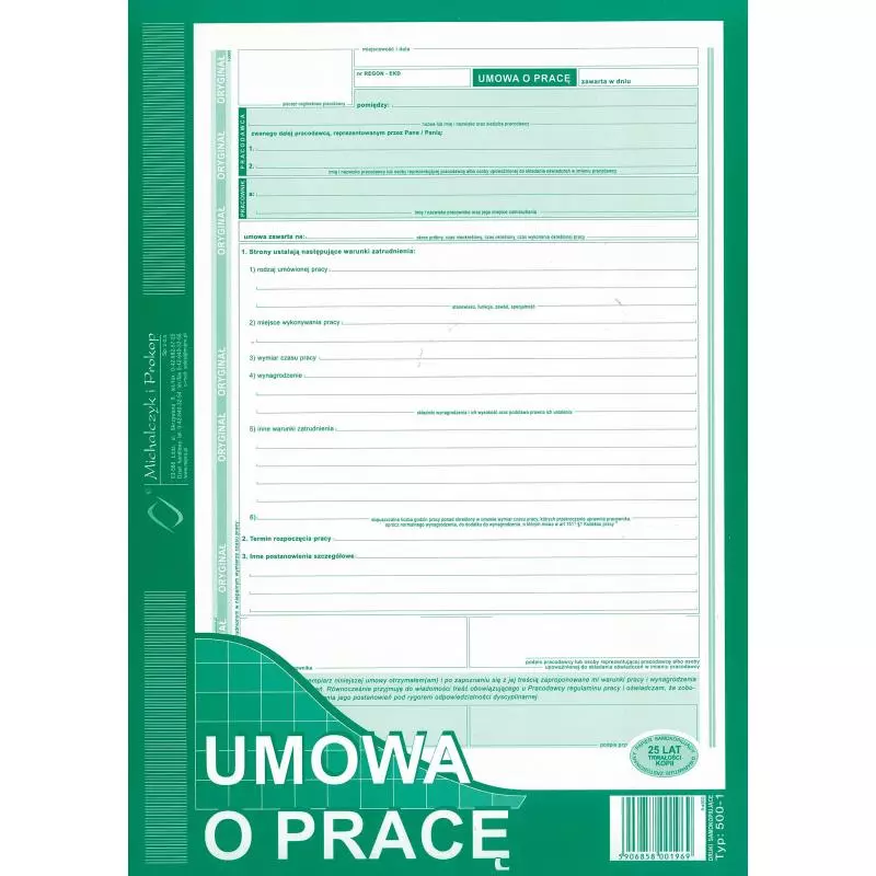UMOWA O PRACĘ A4 TYP:500-1 