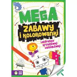 MEGAZABAWY I KOLOROWANKI. LABIRYNTY, KRZYŻÓWKI I ŁAMIGŁÓWKI ZESZYT 1 4+ - Zielona Sowa