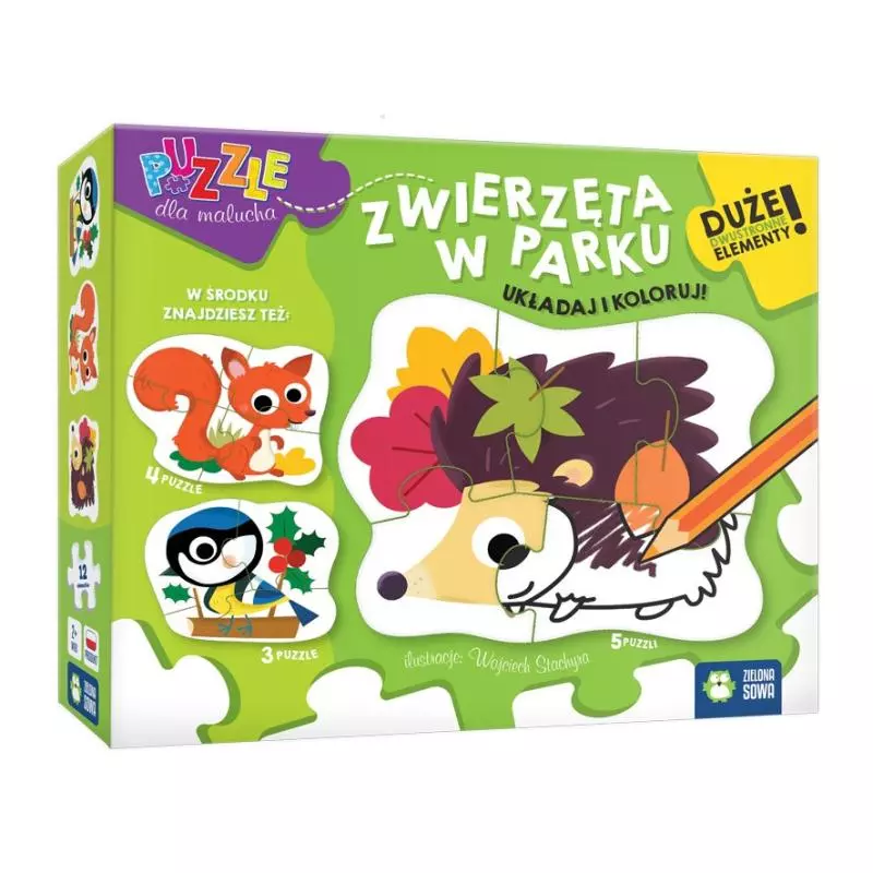 ZWIERZĘTA W PARKU PUZZLE DLA MALUCHA 2+ - Zielona Sowa