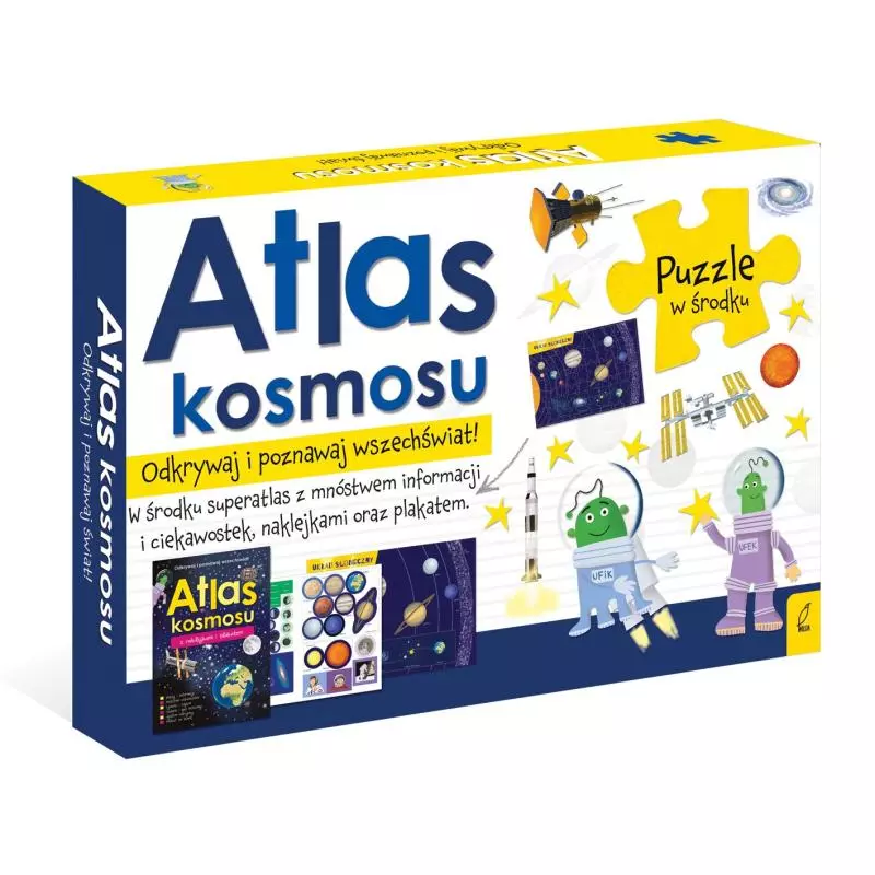 ATLAS KOSMOSU PUZZLE Z MAPĄ I SUPERATLASEM 6+ - Wilga ATLAS KOSMOSU PUZZLE Z MAPĄ I SUPERATLASEM 6+ - Wilga