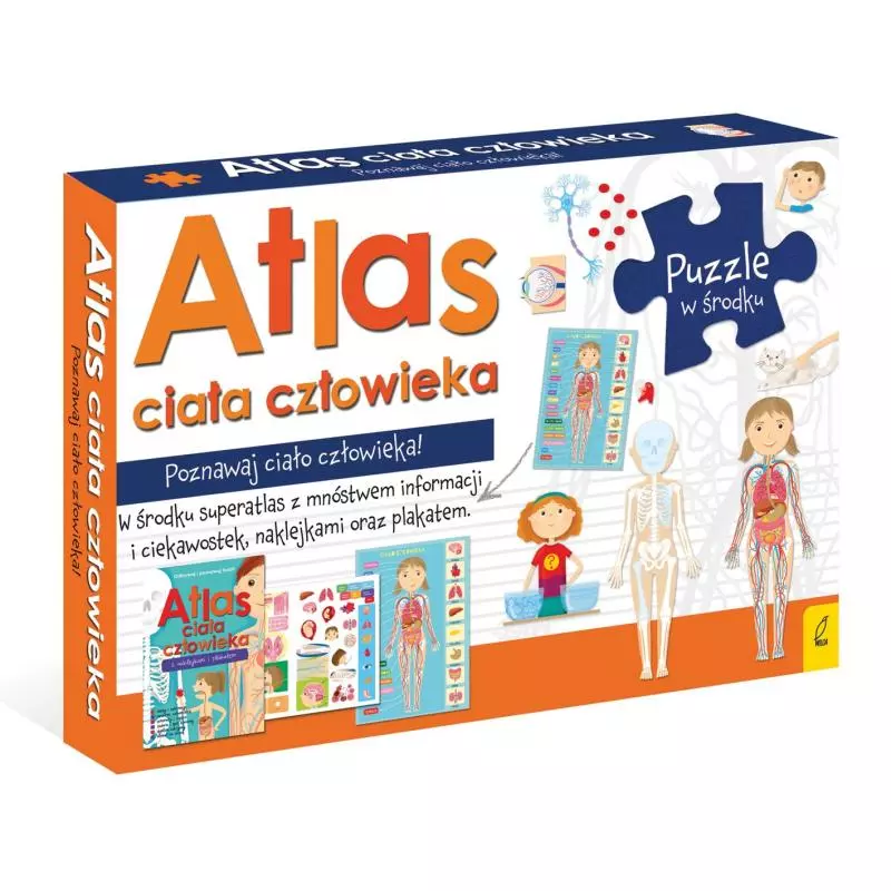 ATLAS CIAŁA CZŁOWIEKA Z MAPĄ I PUZZLAMI 6+ - Wilga