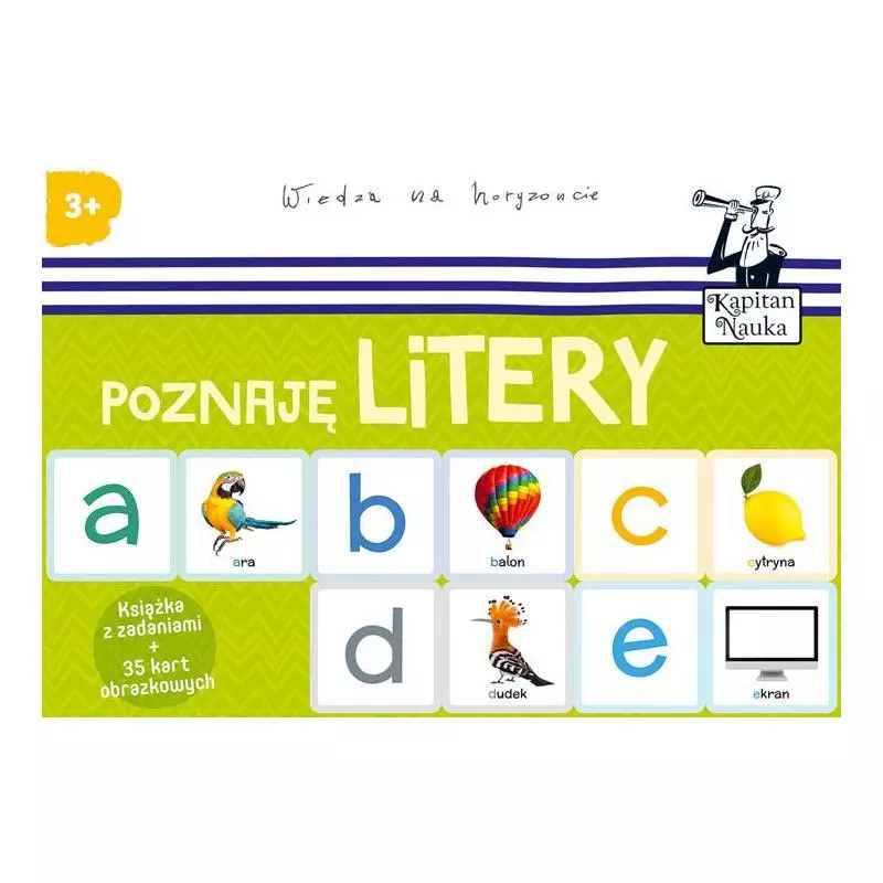 POZNAJĘ LITERY KSIĄŻKA Z ZADANIAMI + 35 KART OBRAZKOWYCH KAPITAN NAUKA 3+ - Edgard