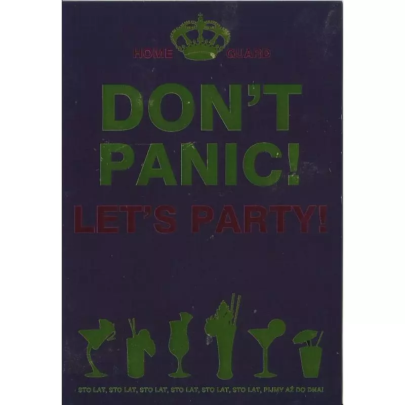 KARNET ZŁOTY URODZINOWY DON'T PANIC! LET'S PARTY! + KOPERTA